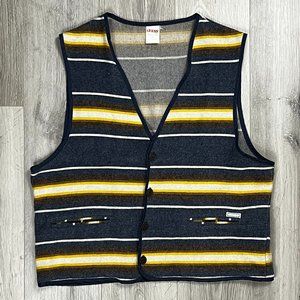 Rare Vintage 1980s Guess Women's Large Multicolour Striped Vest